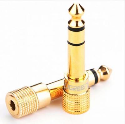 Jack 6.5mm 1/4" Male plug to 3.5mm 1/8" Female Jack Stereo Headphone Headset Audio Adapter Plug for Microphone Gold