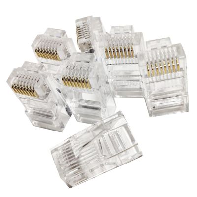 100 Pieces RJ45 Shielded Connector CAT5 8p8c Connector for Network CAT5 LAN Cable Crystal Heads
