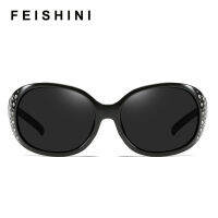 FEISHINI 2023พลาสติกแว่นกันแดดโพลารอยด์ผู้หญิง UV400รูปไข่แบรนด์เซ็กซี่คริสตัลอินเทรนด์สีดำสุภาพสตรี R แว่นตาขับรถ P Olarized