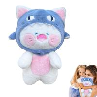 Shark Cat Plush Toy 35cm Cute Cat Pillow Toy With Removable Shark Hat Stuffed Animal Toys For Nursery Room Living Room Bedroom Sofa Childrens Room Car competent