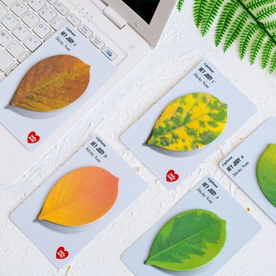 1pc 25 Pages Shaped Leaves Scratch Pad Markers Information Notes School Office Supplies Stationery