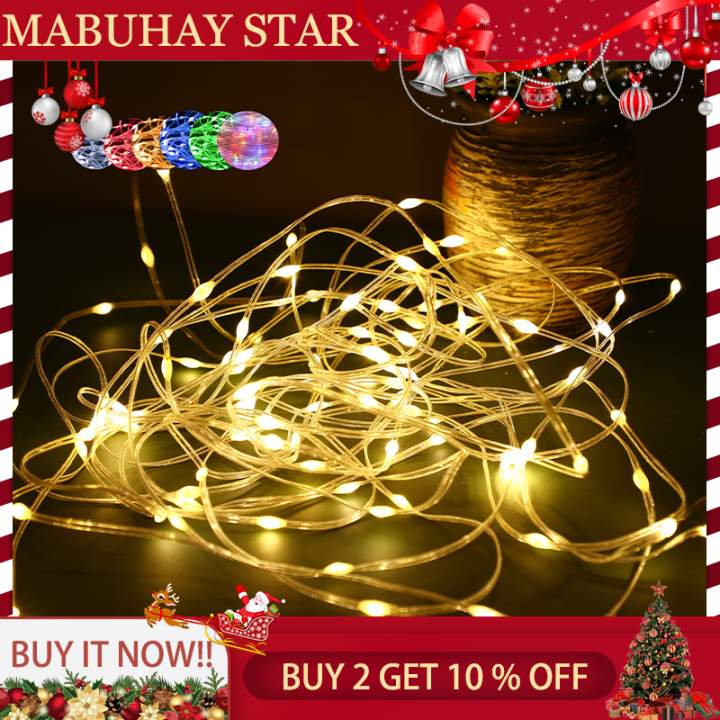 MABUHAY STAR Christmas Lights 10M 100L Leather String Lights Fairy