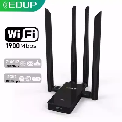 EDUP 1900Mbps USB WiFi Adapter USB 3.02.0 Network Card Receiver Dual Band 2.4G5Ghz 4*6dbi Antennas for Laptop Desktop Computer