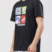 ✁Yonex เสื้อแบดมินตันขายดีเสื้อยืดสีดำ Yonex 2023สำหรับผู้ชายผู้หญิงระบายอากาศได้ดีคอกลมเสื้อลำลอง