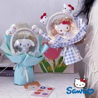 ช่อดอกไม้ Sanrio Hello Kitty Cinnamoroll Kuromi ของฉัน Melody ตุ๊กตาของเล่นน่ารัก Pom Pom Purin ตุ๊กตาแสงสาวๆของขวัญสำเร็จการศึกษา2023new