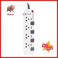 รางปลั๊กไฟ 4 ช่อง 4 สวิตซ์ TOSHINO P4375 3 ม. สีขาว-เทาPOWER STRIP TOSHINO P4375 WG 4-OUTLET 4-SWITCH 3M WHITE-GRAY **จัดส่งด่วนทั่วประเทศ**