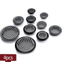 ✧ 4pcs Black Wardrobe Cabinet Mesh Hole Air Vent Duct Grill Louver Mesh Hole Stainless Steel Flat Surface 30mm-65mm Convex surface