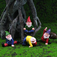 Mini Gnome Statues Resin Fairy Garden Dwarf Riding Dinosaur Yoga DIY Fairy Ornament Micro Landscape Outdoor Figurine Ornament