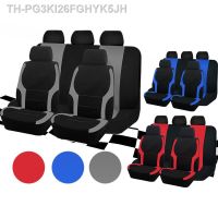PG3KI26FGHYK5JH ผ้าหุ้มเบาะรถยนต์รุ่นคลาสสิก Four Seasons 9 ชิ้นผ้าตาข่ายสีแดงสีฟ้าและสีเทาเย็บฝาครอบที่นั่งเบาะรถ