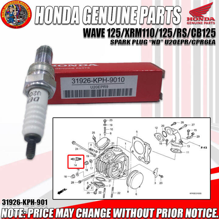 WAVE 125 XRM110 125 RS CB125 SPARK PLUG (HPI) (GENUINE31926KPH901