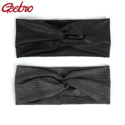 【CC】 Geebro Women  39;s Wide Dark Color Fashion Headband Bow Headbands for Spa wrap Hair Accessory