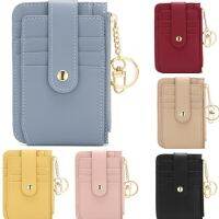 （A PRETTY）2022ใหม่ผู้หญิง MenCredit Card Holder PUSmall Wallets Short Coin Purses With Keychain Card CoverBag Clips