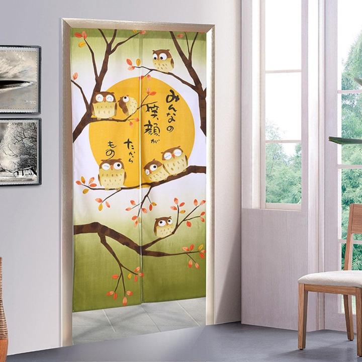 Gethome Cartoon Door Curtain Semi Hanging Japanese Owl Printed Decorative  Bedroom | Lazada