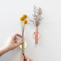 Nordic style Rose Golden Stainless steel Vase Wall Holder Flowerpot Home Wedding Decoration Accessories For Livingroom