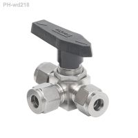 ► Fit 3 6 8 10 12mm 1/8 1/4 3/8 1/2 OD Tube Tee L-Port Ball Valve Compression Union 304/316 Stainless Propane