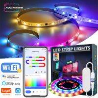 TUYA ไฟแถบไฟ LED WS2812แถบไฟ RGBIC แอดเดรสมีเอฟเฟกต์การไล่ล่า Wifi USB 5V Smartlife Dreamcolor โคมไฟ LED แถบหลอดไฟสำหรับห้องนอน