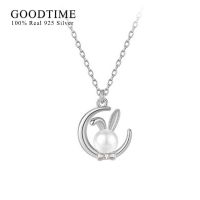 Luxury Women Necklace Pure 100% 925 Sterling Freshwater Pearl Rabbit Necklace Jewelry Clavicular Chain Gift For Girl