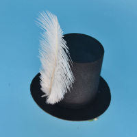 Women Girls Black Mini Top Hat Hair Clip Feather Base DIY Craft Accessories Wedding Party Carnival Christmas Birthday