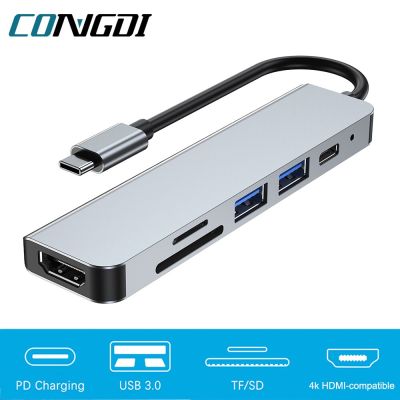 USB ฮับ C ไปยัง HDMI-USB ที่เข้ากันได้ USB แยก3.0กับ TF ตัวอ่าน SD PD ชาร์จสำหรับ Macbook Air Pro Huawei Xiaomi ชนิด C ฮับ Feona