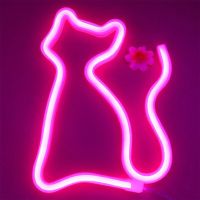 Cat Shape Led Neon Sign Light Home Room Atmosphere Night Lamp Pink Blue Warm Bar Holiday Wedding Christmas Party Decoration Gift