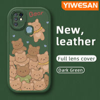 YIWESAN เคสสำหรับ Infinix 10 Hot 10S Hot 10S NFC ร้อน10T X682B X682C การ์ตูนน่ารักลายหมีดีไซน์ใหม่เคสโทรศัพท์หนังนิ่มคลุมทั้งหมดป้องกันกล้องกันกระแทกเคสสีกันกระแทก