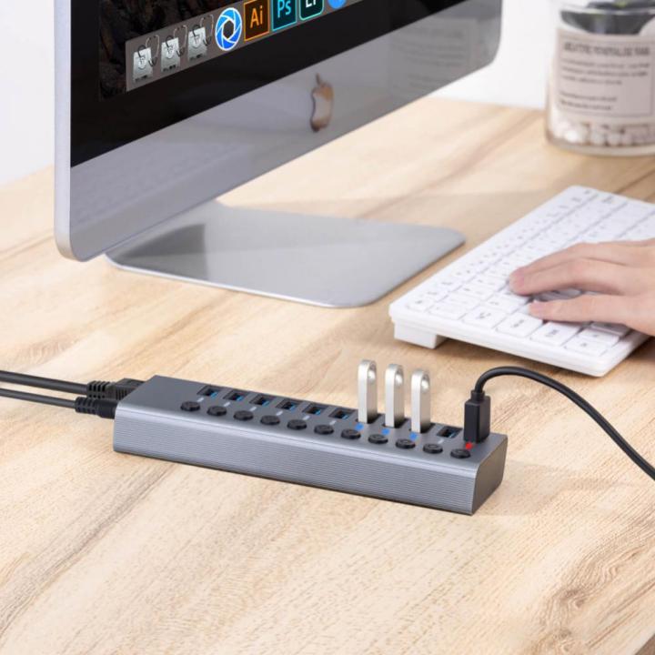 usb-3-0-hub-กระจายช่อง-usb-อะแดปเตอร์เพิ่มความเร็วสูงอะลูมินัมอัลลอยชาร์จแท่นเสียบ-usb-พอร์ต5-8-11สำหรับพีซีอุปกรณ์ขยายได้หลายแบบ