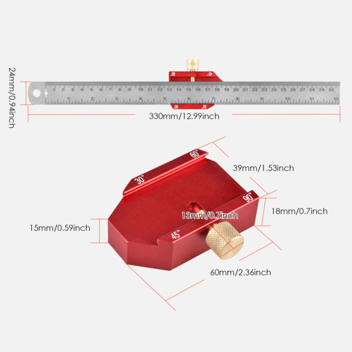 เครื่องมือลงชื่อในงานไม้อุปกรณ์คัดลอกไม้บรรทัดเหล็กสำหรับการวัดงานไม้ช่างไม้ช่างไม้มุมแบบมืออาชีพ