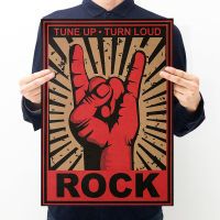 【H005】ROCK Gesture Poster Retro Kraft Paper Poster Coffee Shop Western Restaurant Decoration