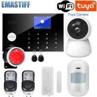 Tuya WIFI GSM Alarm System 433MHz Home Temperature Humidity Burglar Security Alarm Wireless Wired Detector RFID Touch Keyboard