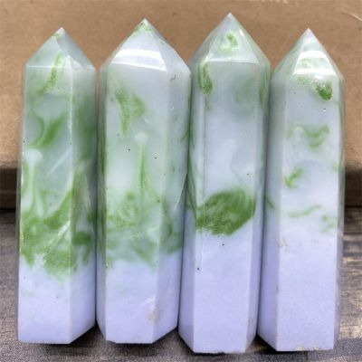 Green Flower Purple Agate Crystal Tower Stone Natural Point Healing Wand Wicca Living Home Room Decor Maison Free Shipping