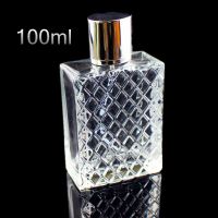 1pc 100ml Transparent Thick Glass Perfume Bottle Square Portable Empty Spray Fragrance Bottle Atomizer Refillable Bottles Travel Size Bottles Containe