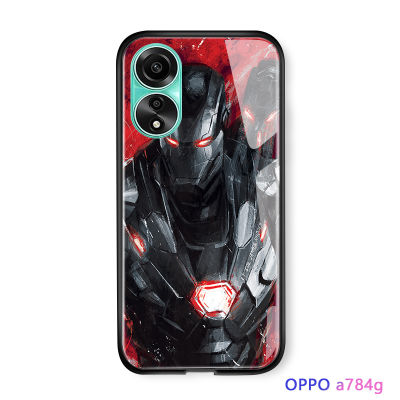 GGK สำหรับ OPPO A78 4G Marvl เคสโทรศัพท์ GGK สำหรับเด็กผู้ชายซูเปอร์ฮีโร่ GGK สำหรับผู้ชายกัปตันฮัลค์เคสกระจกเทมเปอร์ฝาหลัง