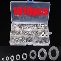 1010pcs Stainless Steel Washer Set M2 M3 M4 M5 M6 M8 M10 M12 Washer Flat Washers Ring Plain Washer Gaskets Assortment Kit Nails Screws  Fasteners