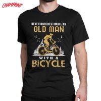 Never Underestimate An Old Man With A Mountain Bike T Shirt For Men 100 Cotton Tshirts Mtb Tees Clothes 100% cotton
