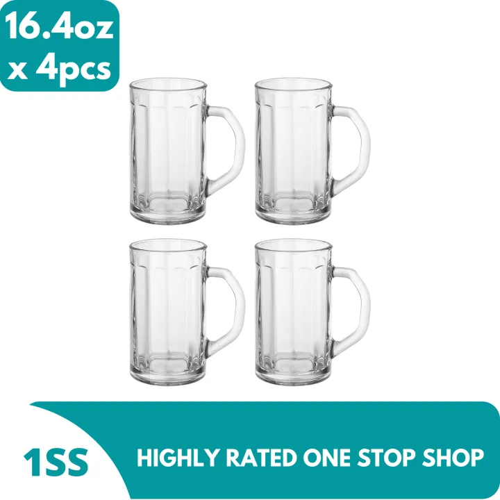 Circleware Glass Beer Mugs with Handle, 16.4oz Set of 4 Lazada PH