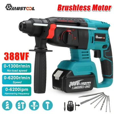 ดูภาพ Mustool 388VF4 In1 Cordless Brushless Electric Hammer Rotary Impact Drill With Large Capacity 22900mah Battery 6200r/min For 18V Makita เพิ่มเติม Mustool 388VF4 In1 Cordless Brushless Electric Hammer Rotary Impact Drill With Large Capacity 22900mah Battery 6200r/min For 18V Makita