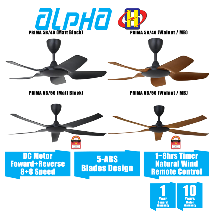 Alpha Ceiling Fan (40Inch / 56Inch) 8Speed Remote Control DC Motor AlphaFan Series Ceiling Fan