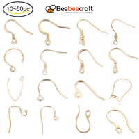 Beebeecraft 10 pc 304 Stainless Steel Earring Hook Ear Wires with Loop for Jewelry Making Golden 22.5x11.5x1mm, Hole: 2x3.5mm, Pin: 1x0.9mm