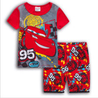 Lightning McQueen ชุดนอนแขนสั้นสำหรับเด็ก2ชิ้น,ชุดนอนทารกเด็กผู้หญิงเสื้อยืดและกางเกงขาสั้นชุดนอนเสื้อผ้าใส่อยู่บ้าน2-7Y 100% 0000การ์ตูนผ้าฝ้าย