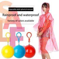 Portable Mini Raincoatball Disposable Waterproof Raincoats Ball with Keychain Unisex Rain Cover for Traveling Camping Outdoor