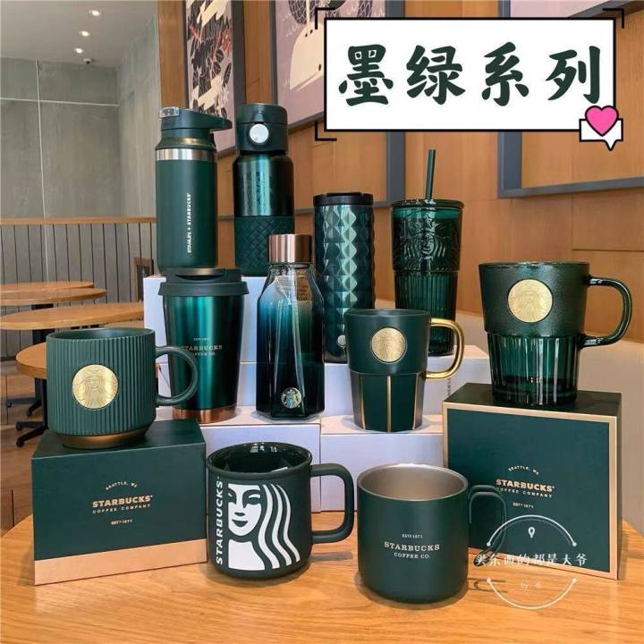 starbuck-starbuck-mug-dark-green-เทพธิดาป้ายถ้วย-mermaid-bronze-เหรียญแก้วเซรามิคแบบพกพาแก้วฟางถ้วย-starbuck-แก้ว-starbuck-cup823