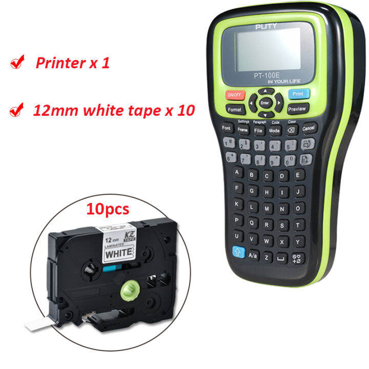 (with 10 label) PT100E portable printer for 6mm 9mm 12mm compatible