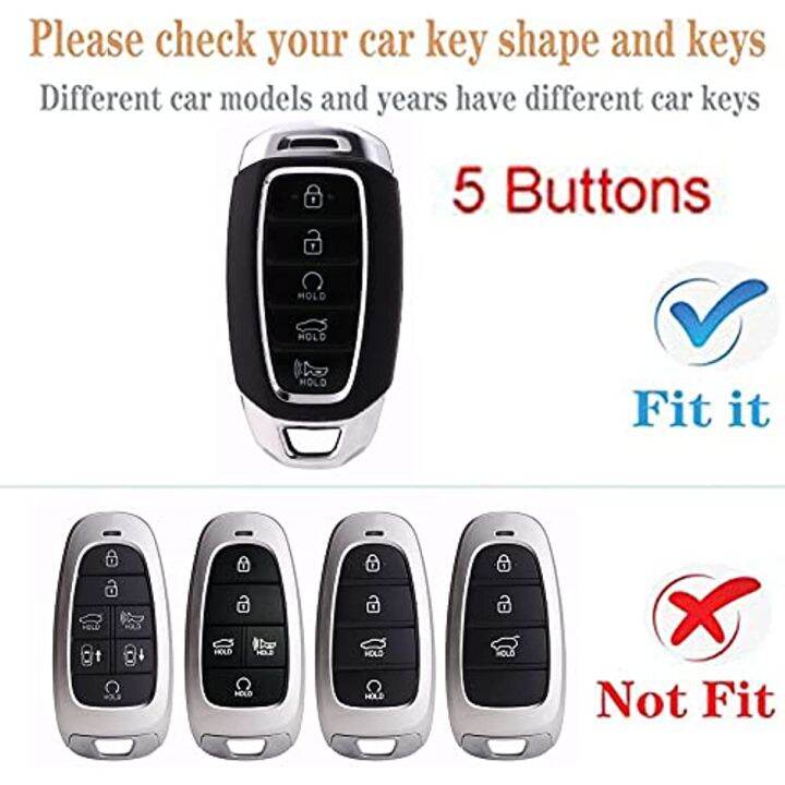 key-fob-cover-case-metal-shell-smart-key-holder-compatible-for-hyundai-kona-veloster-i30-ix35-solaris-azera-grandeur-ig-elantra-accent-santa-fe-palisade-5-buttons