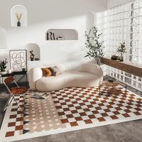 Modern Minimalist Carpets for Living Room Fluffy Soft Lounge Rug Checkerboard Bedroom Decor Plush Carpet Washable Non-slip Mat Tapestries Hangings