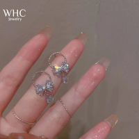 WHC Jewelry 2022ล่าสุดเงาคริสตัลโบว์เพทายวางต่างหูสำหรับผู้หญิง