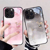 เคสโทรศัพท์สำหรับ IPhone 15 14 13 12 11 /Pro/max/Pro Max/xs Max/xr/ 8 7 Plus เคสใหม่น่ารัก3D กระต่ายฟอยล์ภาพวาดหมึกฝาครอบเลนส์ป้องกันกล้องกันสิ่งสกปรกกันกระแทก-กันกระแทกกระจกเทมเปอร์ป้องกันรอยขีดข่วนฝาปิด Ins