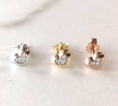 Gails EFK430 Pave Daimond Heart Studs