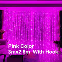 Colorful Rainbow Garland Curtain Lamp Blue Pink 3M LED String Fairy Light New Year Christmas Home Bedroom Window Decoration