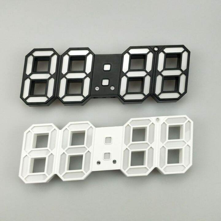Modern Digital 3D White LED Wall Alarm Clock 12/24hrs MultiFunction