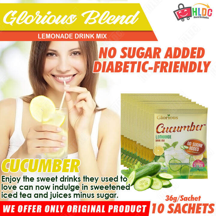 Glorious Blend Cucumber Lemonade Drink Mix 10 Sachets with Stevia